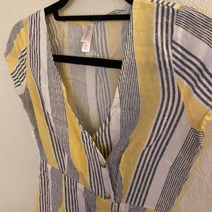 Striped Cross Button Down Dress